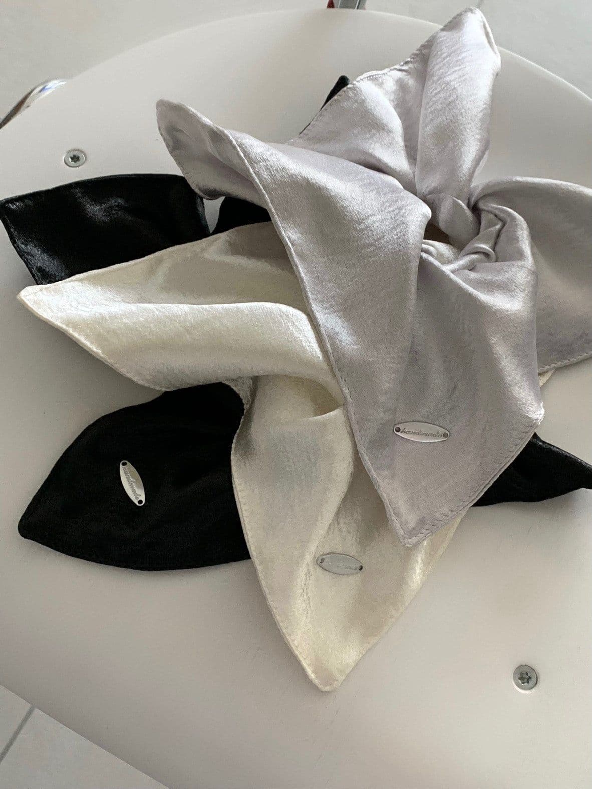 Handmade Square Scrunchie Silver Hair Scrunchie Hair Tie H168 - 이미지 14