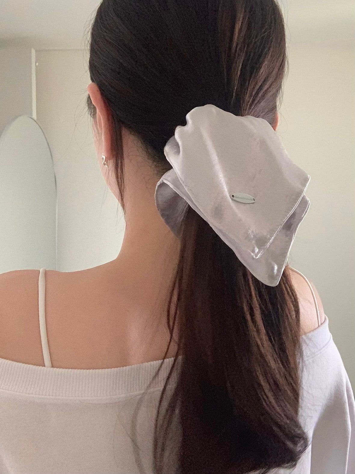 Handmade Square Scrunchie Silver Hair Scrunchie Hair Tie H168 - 이미지 16