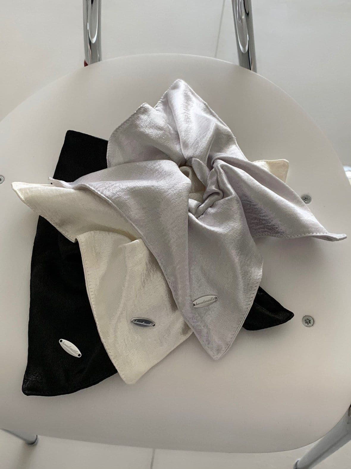 Handmade Square Scrunchie Silver Hair Scrunchie Hair Tie H168 - 이미지 18