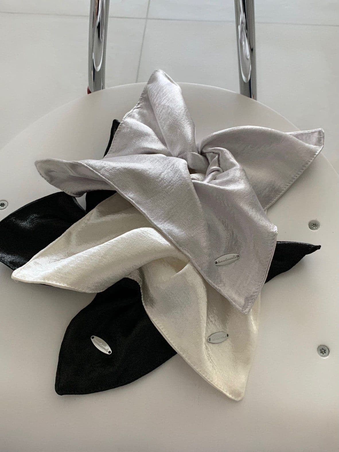 Handmade Square Scrunchie Silver Hair Scrunchie Hair Tie H168 - 이미지 19