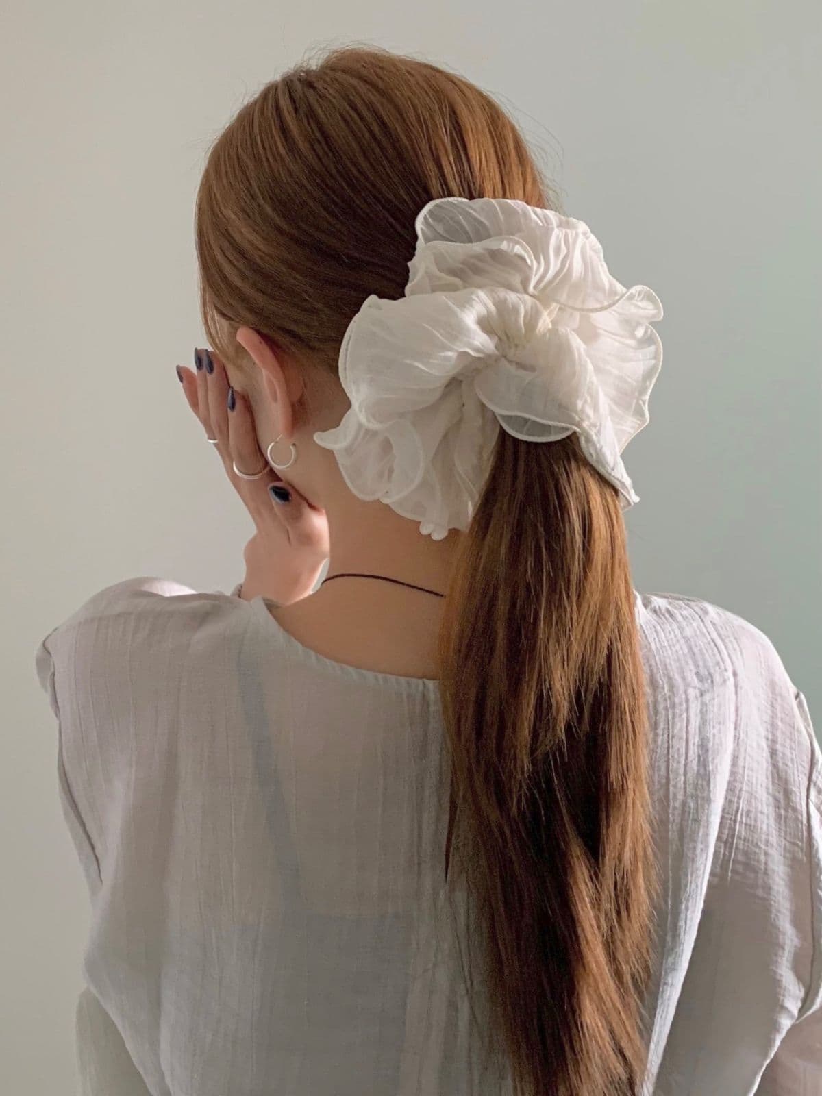 Wrinkle Big Gopchang Wedding Chiffon Choux Fine Pleats Big Scrunchie H143 - 이미지 4