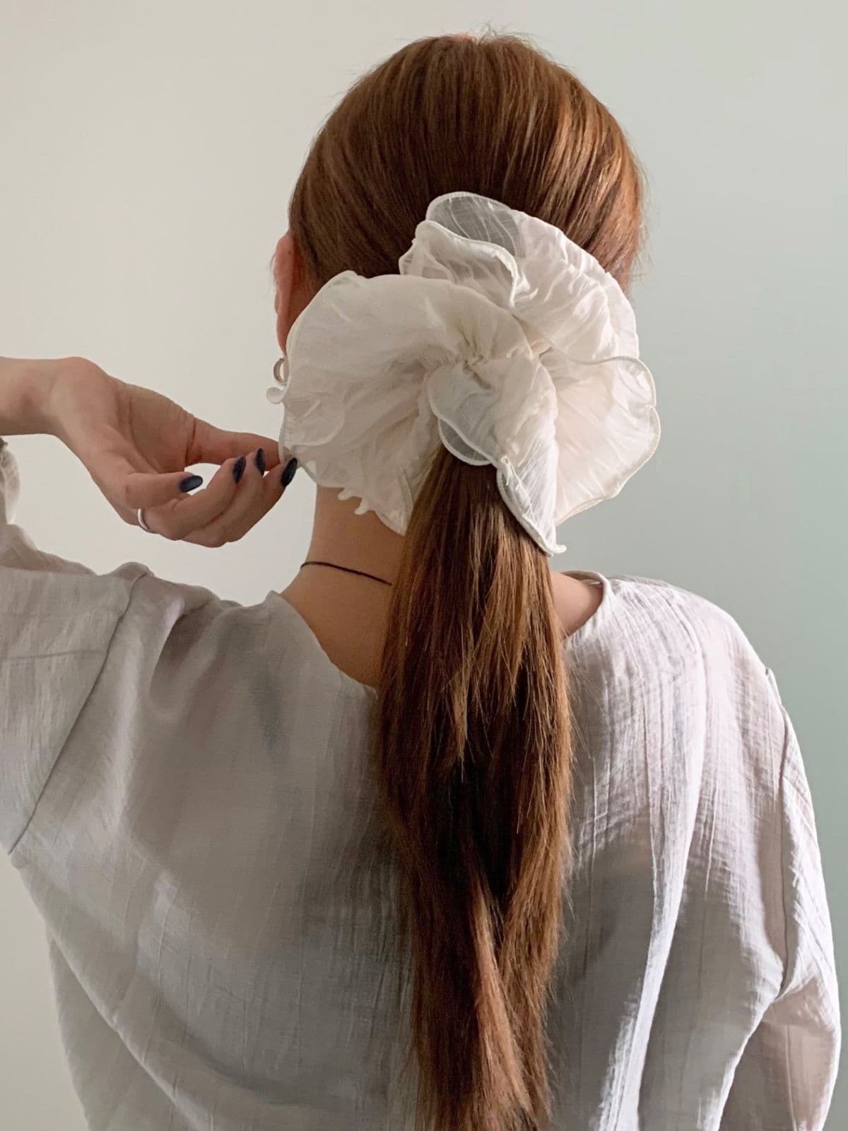 Wrinkle Big Gopchang Wedding Chiffon Choux Fine Pleats Big Scrunchie H143 - 이미지 5
