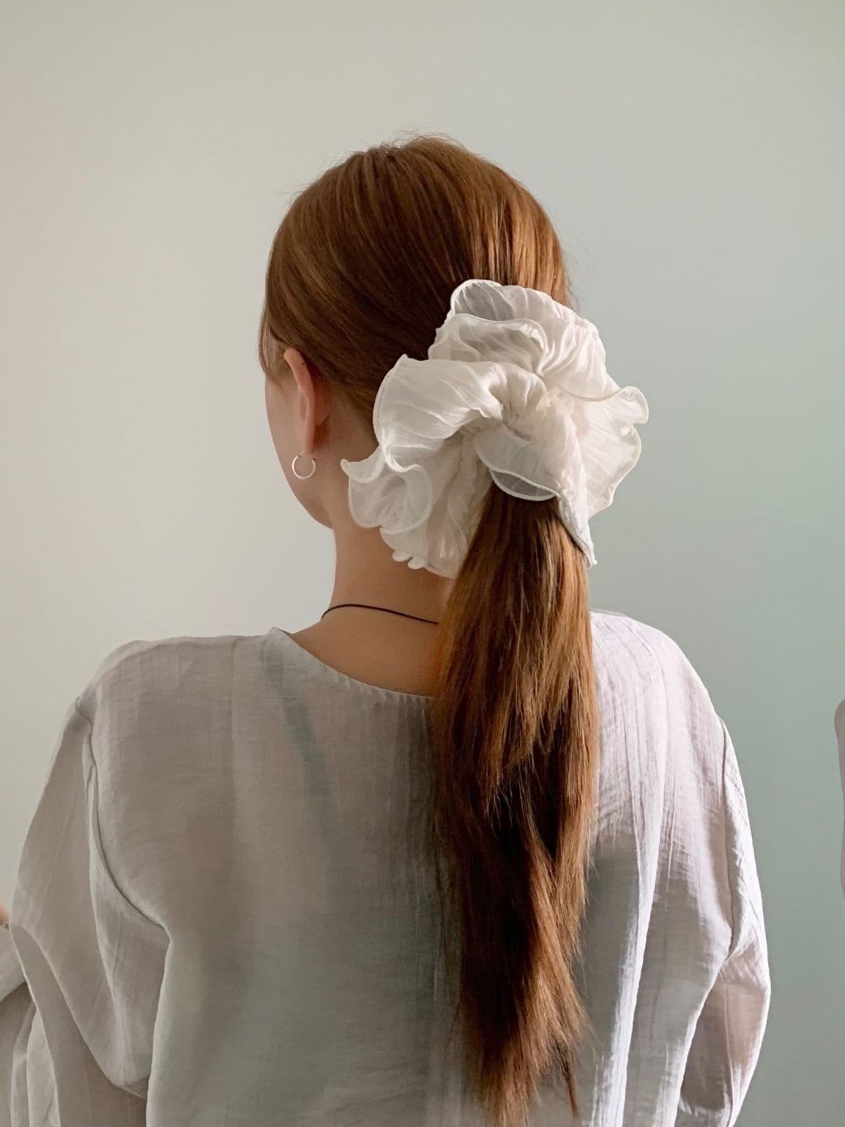 Wrinkle Big Gopchang Wedding Chiffon Choux Fine Pleats Big Scrunchie H143 - 이미지 6