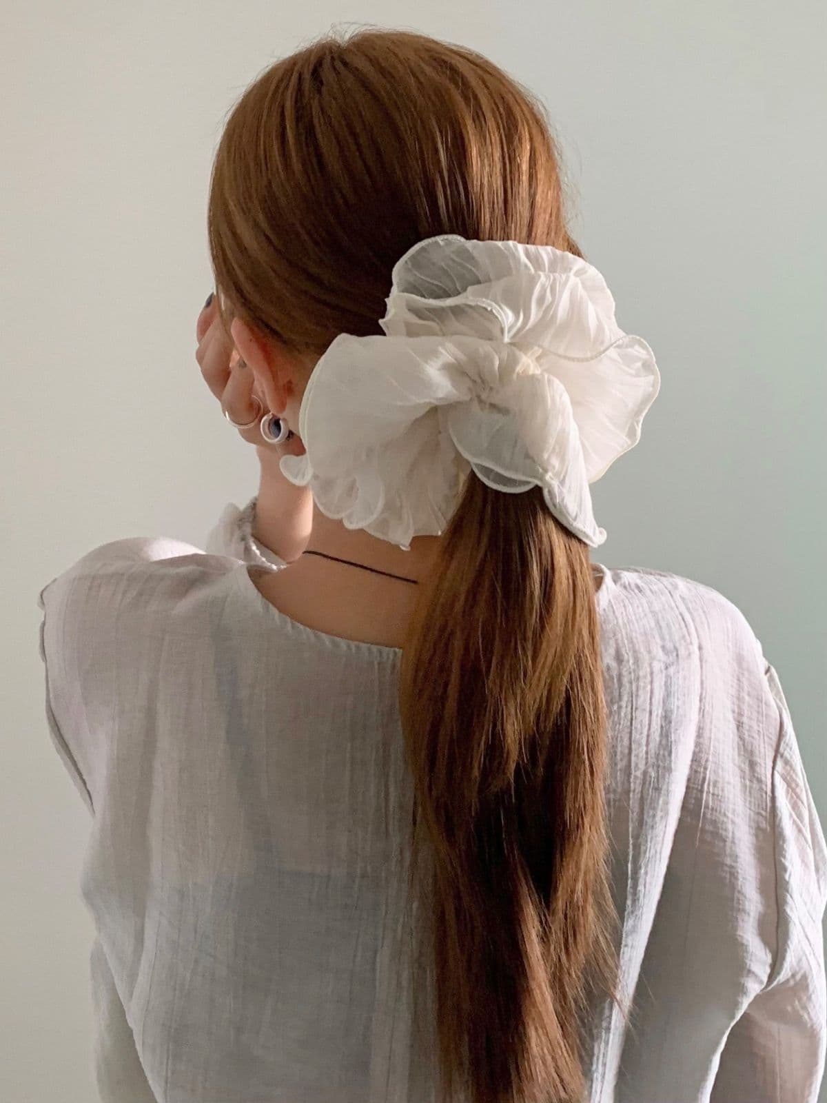 Wrinkle Big Gopchang Wedding Chiffon Choux Fine Pleats Big Scrunchie H143 - 이미지 7