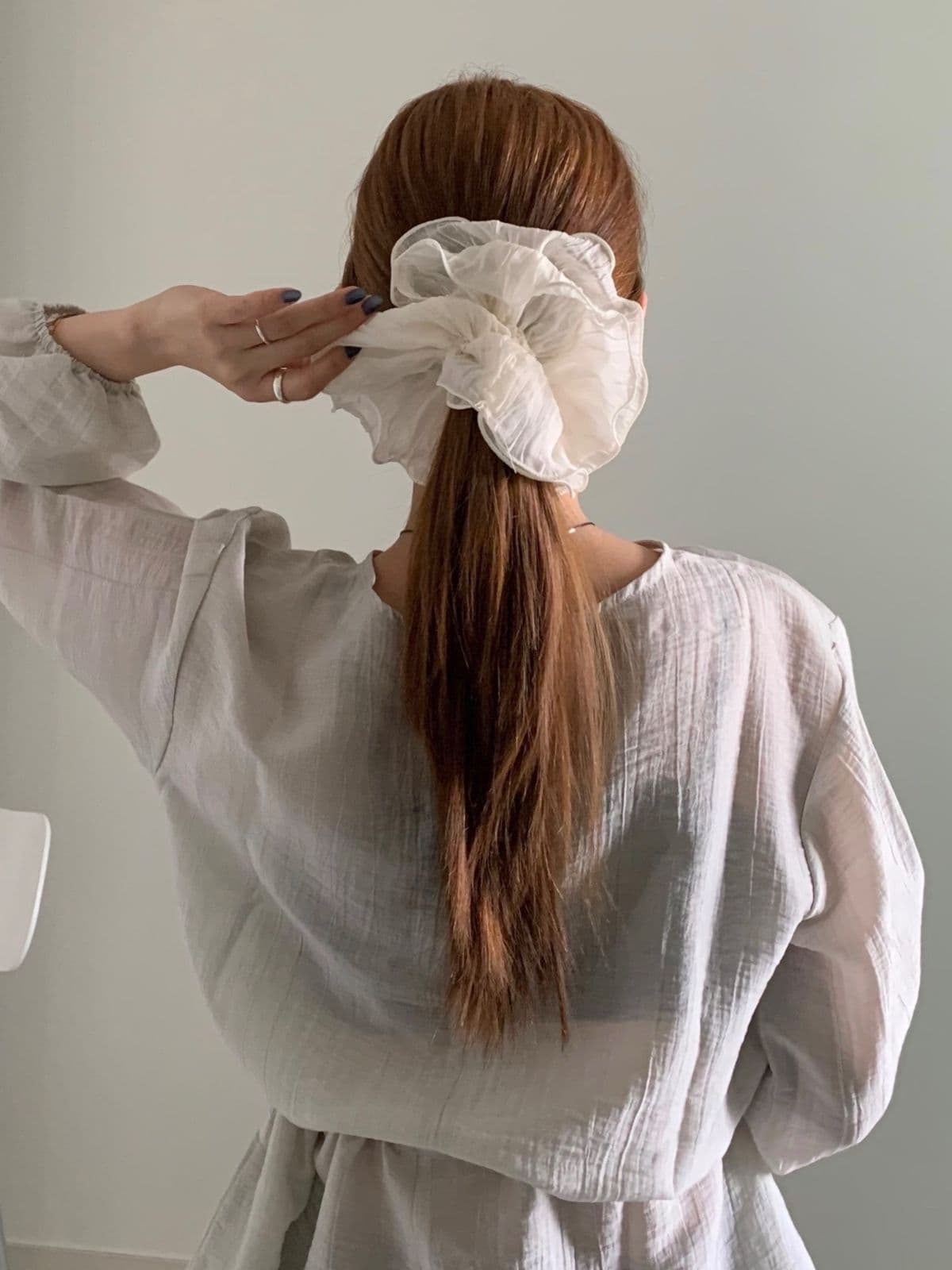 Wrinkle Big Gopchang Wedding Chiffon Choux Fine Pleats Big Scrunchie H143 - 이미지 8
