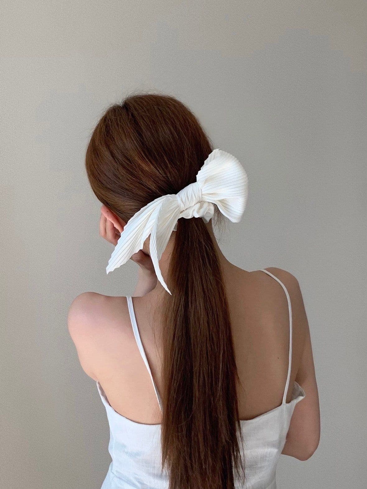 Pleated Ribbon Scrunchie Ribbon Hair Tie Curly Headband Hairband H096 - 이미지 3