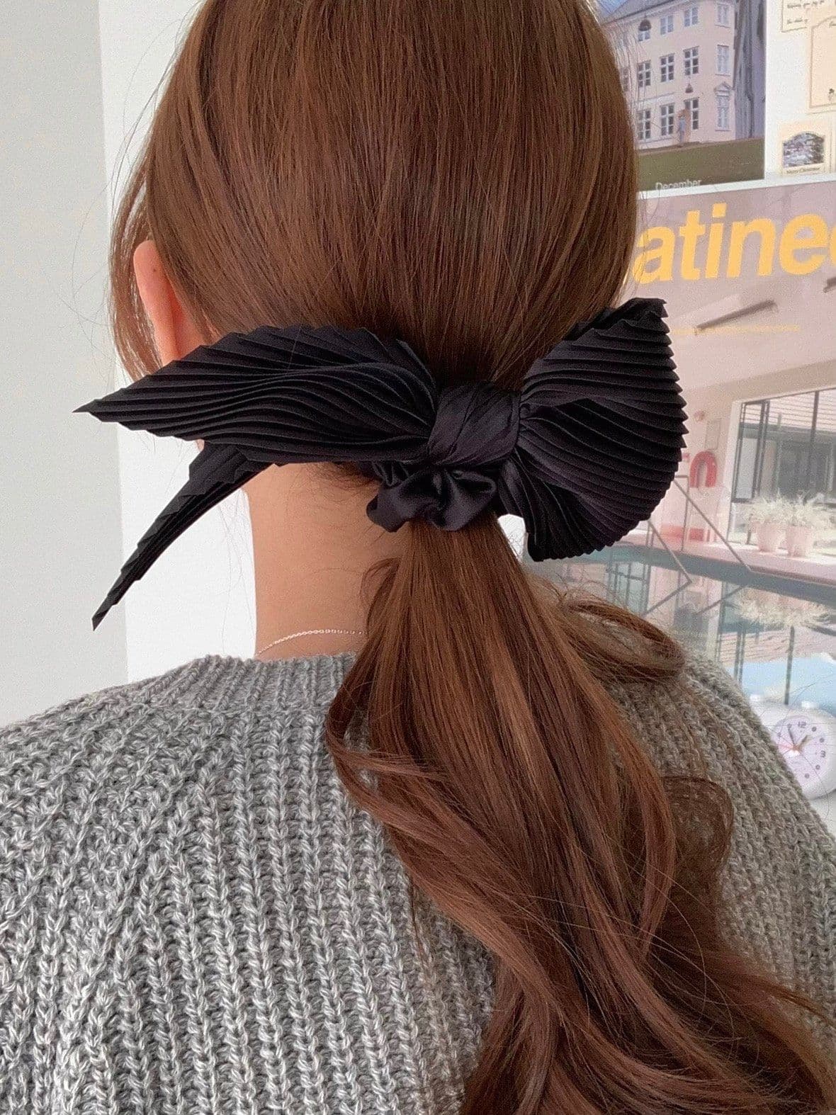 Pleated Ribbon Scrunchie Ribbon Hair Tie Curly Headband Hairband H096 - 이미지 9