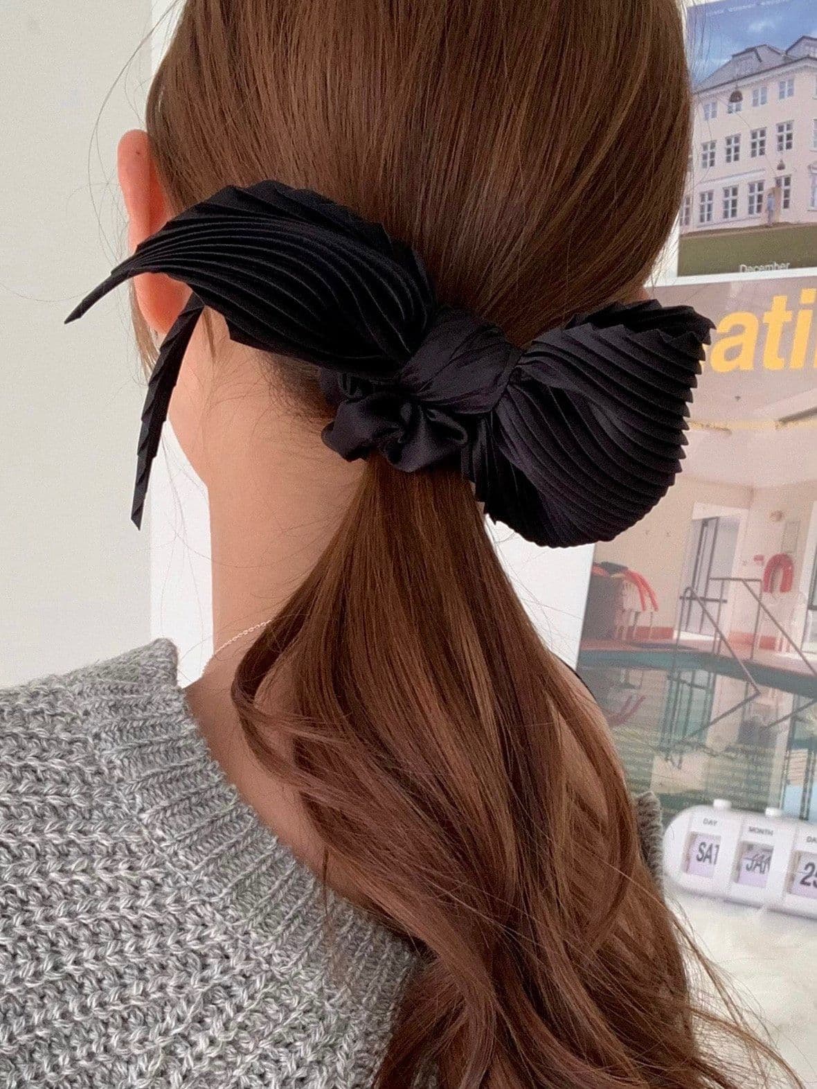 Pleated Ribbon Scrunchie Ribbon Hair Tie Curly Headband Hairband H096 - 이미지 10
