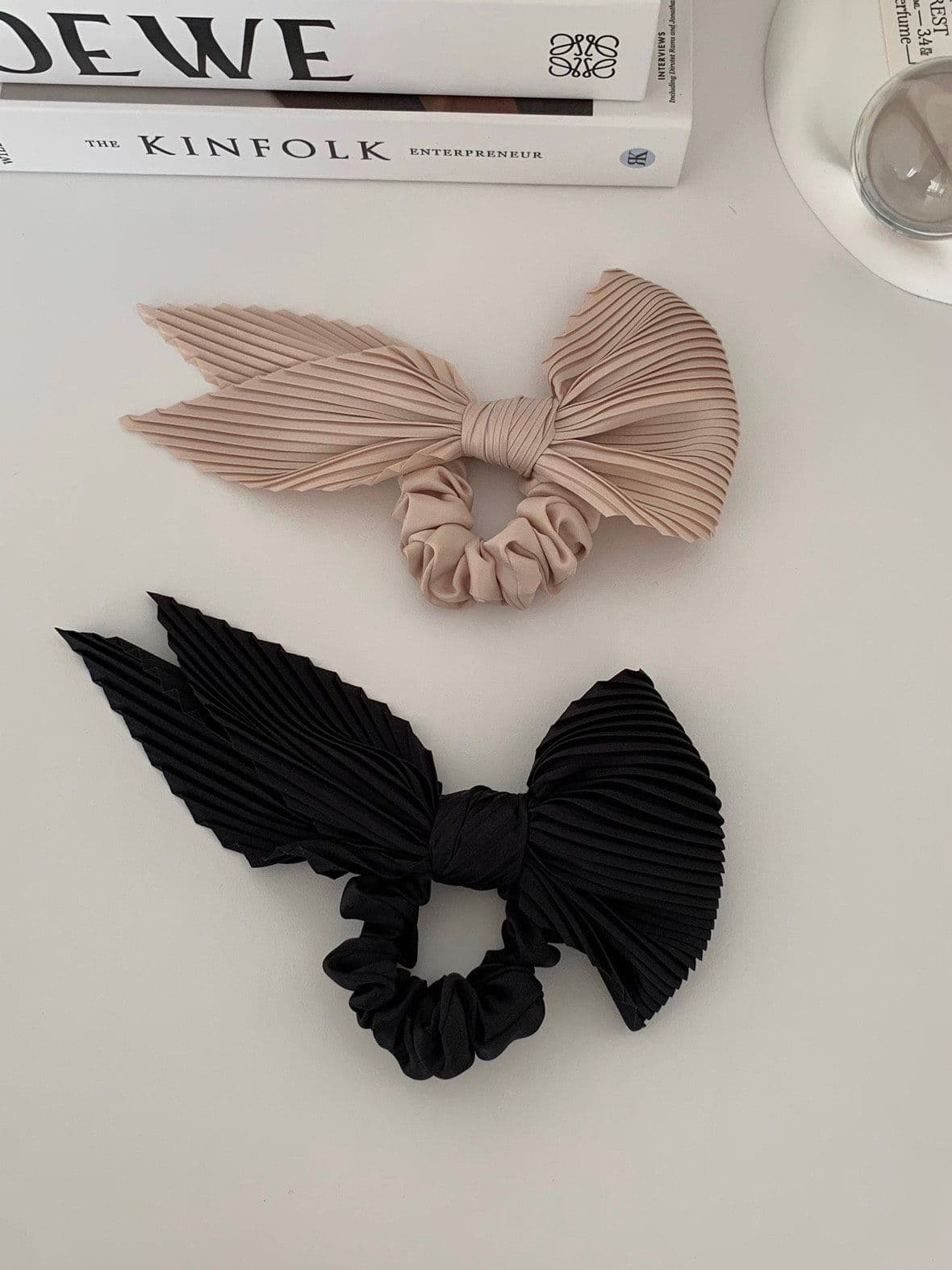 Pleated Ribbon Scrunchie Ribbon Hair Tie Curly Headband Hairband H096 - 이미지 12