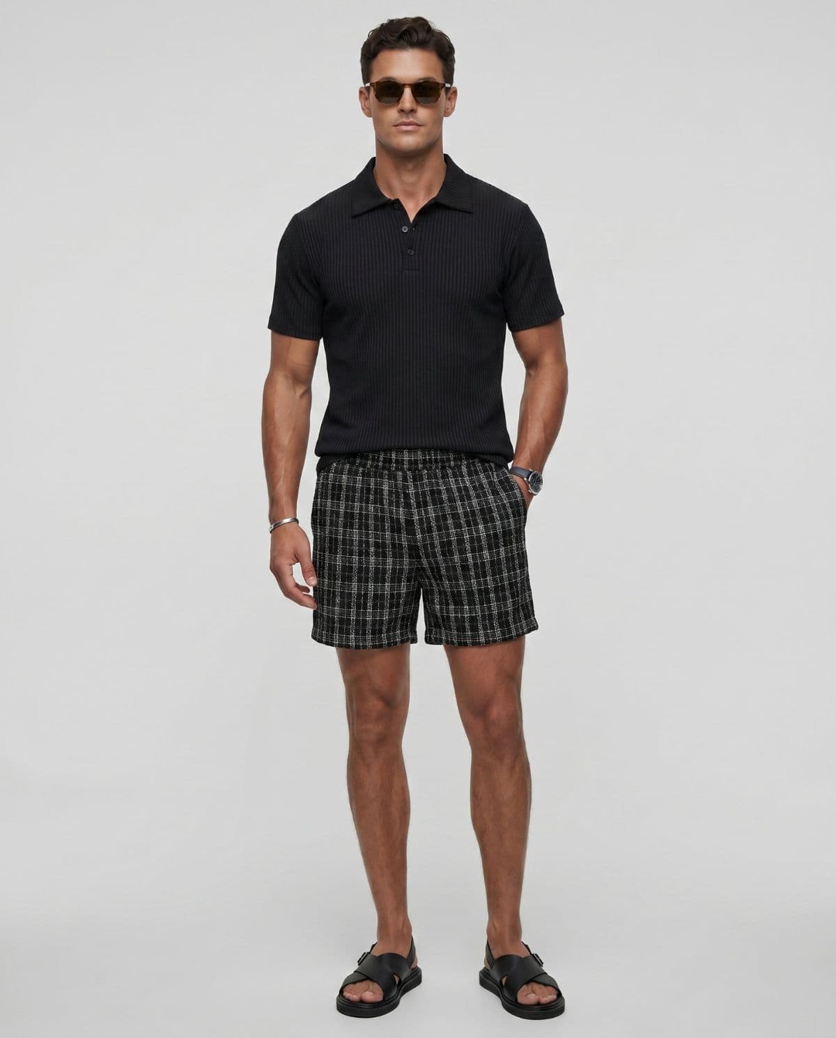 Tweed pintuck shorts - 이미지 1