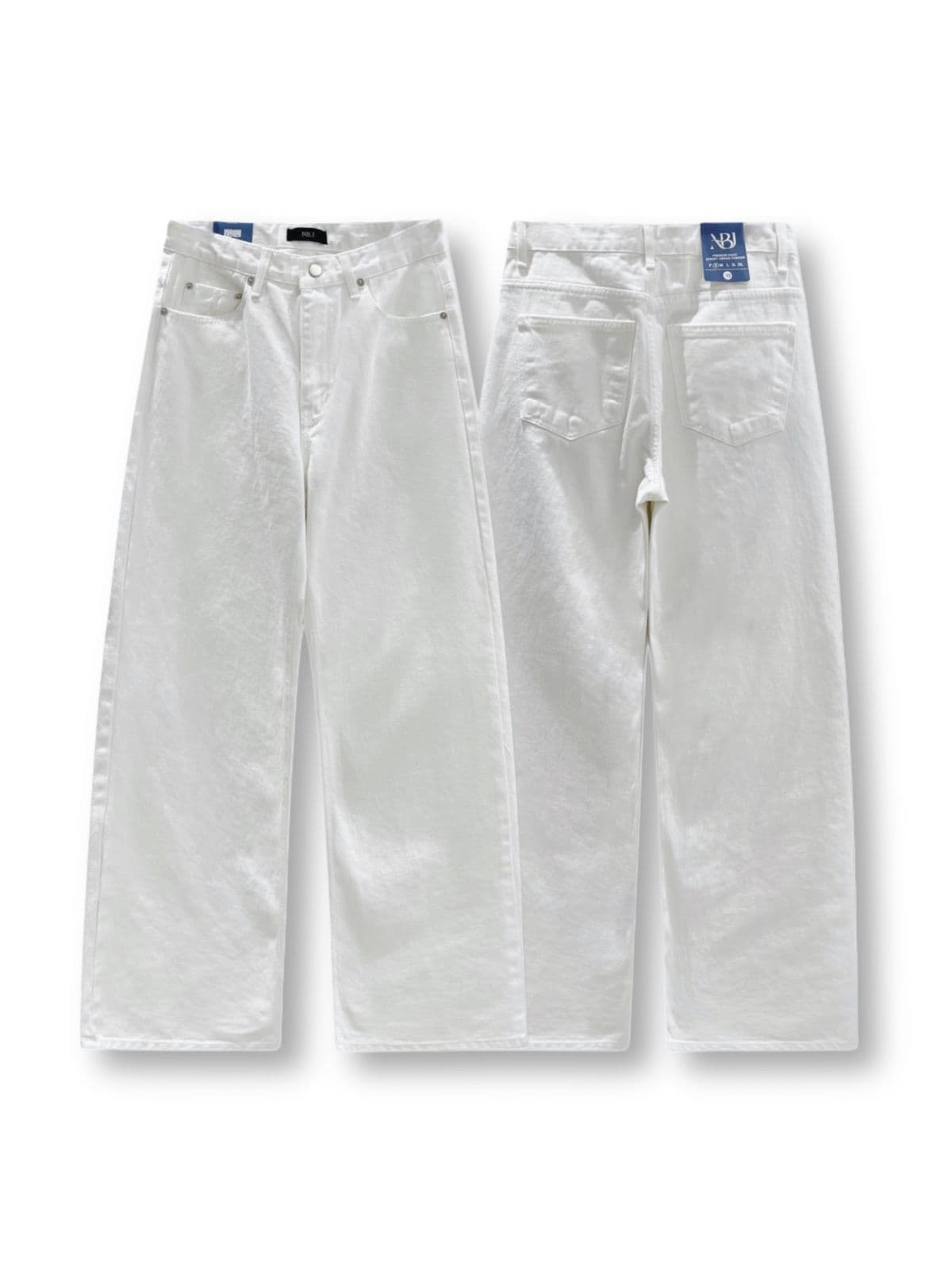 New Arrival_White Cotton Wide Pants (Unisex White Cotton Wide Fit Pants Big Size Not See-through) - 이미지 1