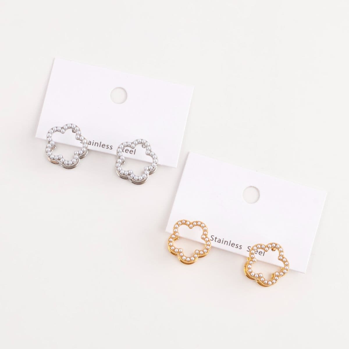 [Lan] Pearl Flower One-Touch Earrings - 이미지 3