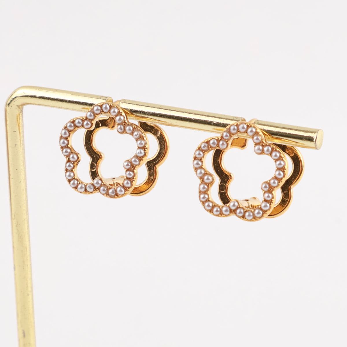 [Lan] Pearl Flower One-Touch Earrings - 이미지 5