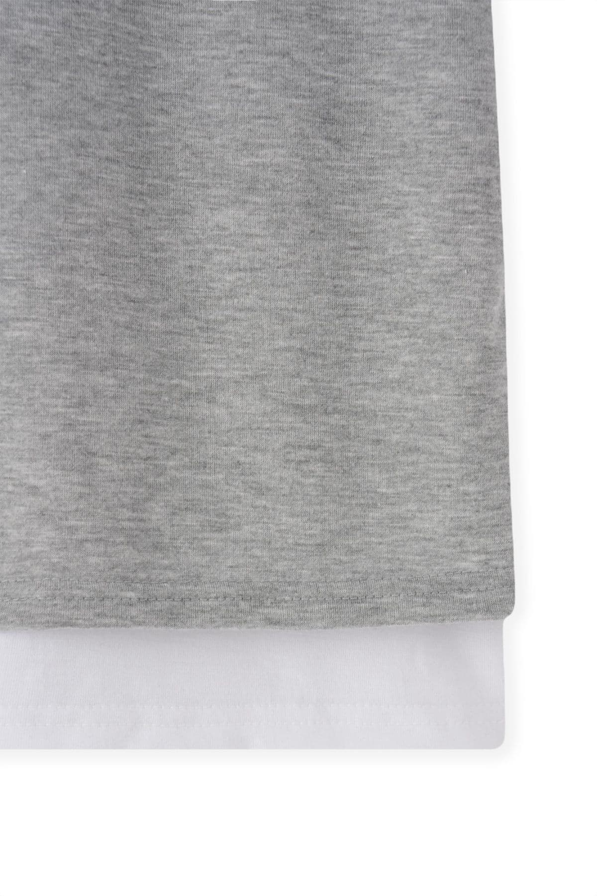 Layered Henley Neck Cropped Short Sleeve - 이미지 10
