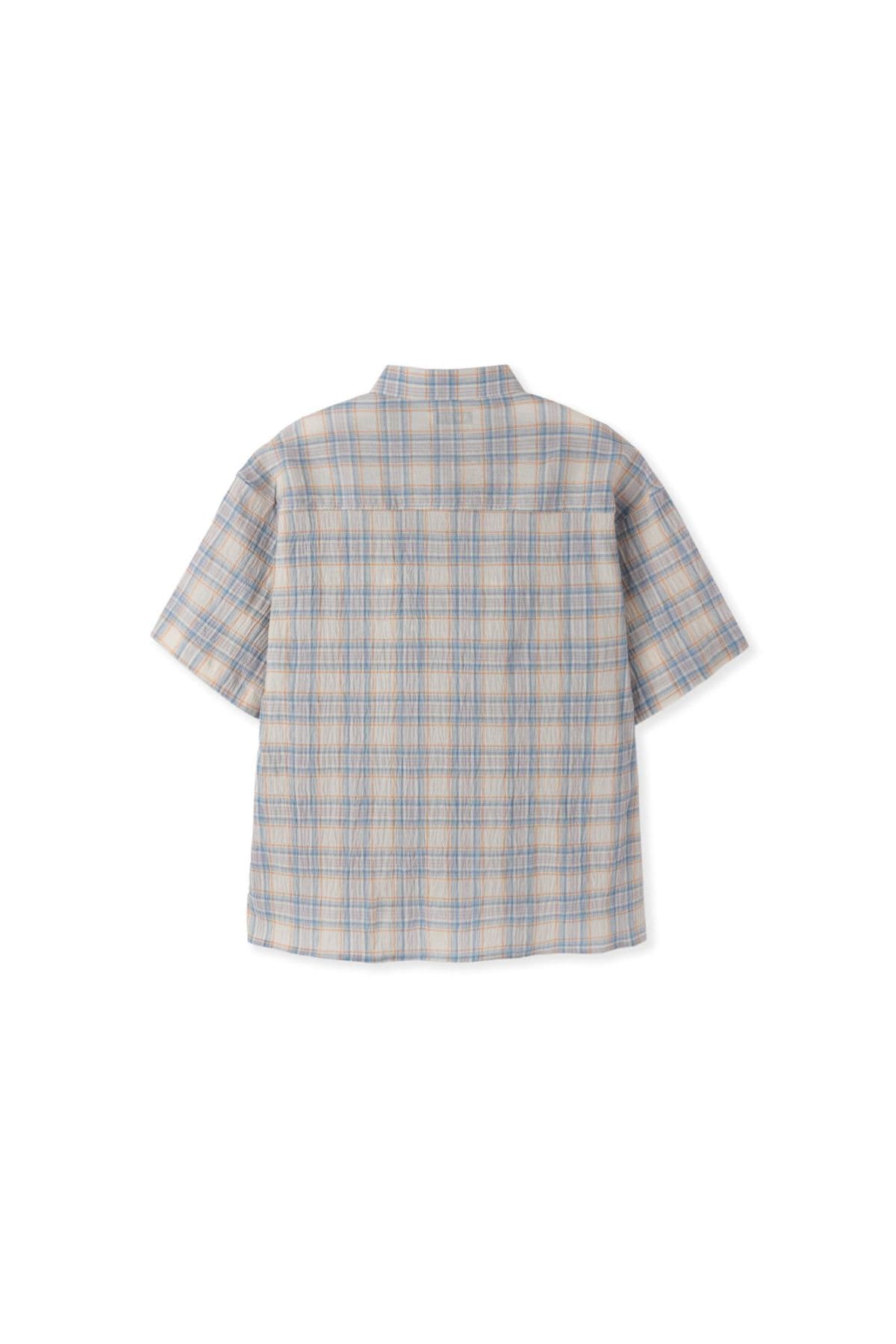 Double-pocket cropped check short-sleeve shirt - 이미지 3