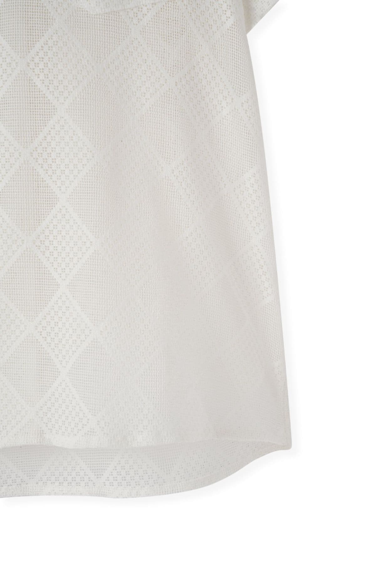 Lace open-collar cropped short-sleeve shirt - 이미지 5