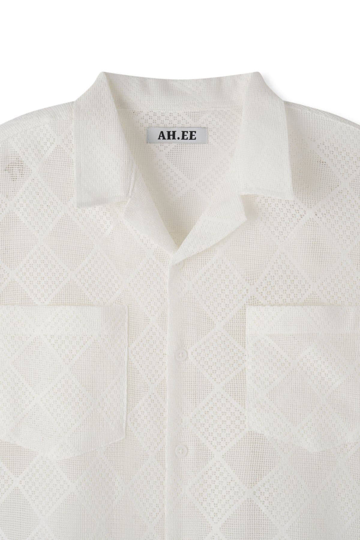 Lace open-collar cropped short-sleeve shirt - 이미지 8
