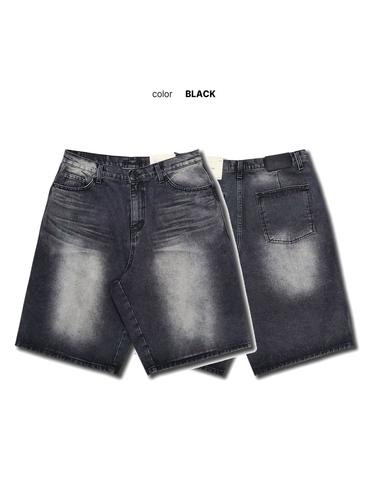 780 Black Brush Denim Shorts - 이미지 7