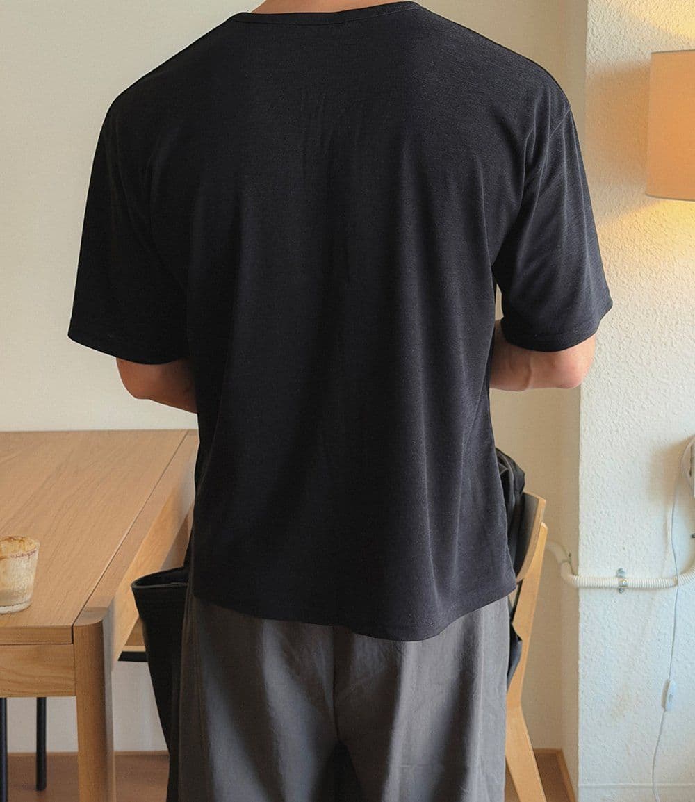Linen U-neck short sleeves - 이미지 4