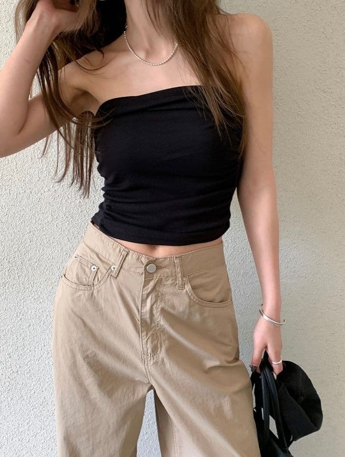 Ob Shirring Top (Tight Tube Top Shirring Crop Bustier) - 이미지 2
