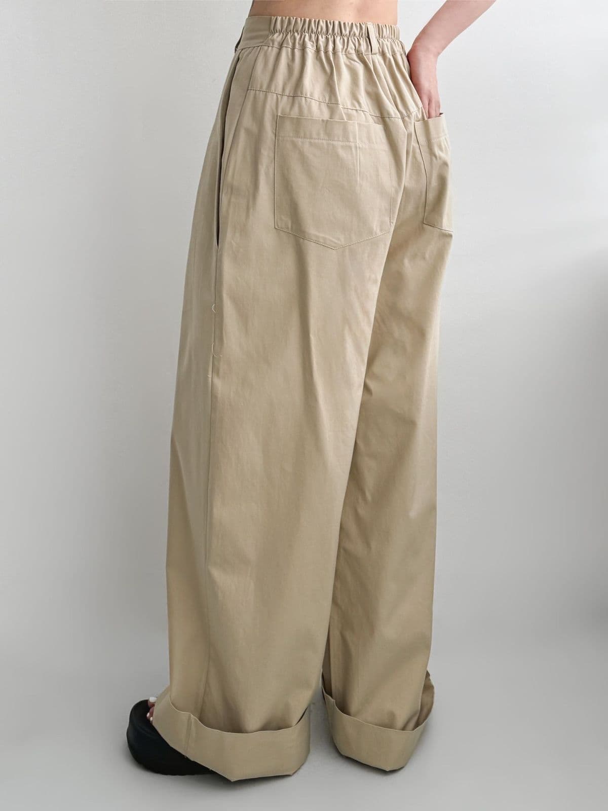 Majopt (Pintuck wide pants, rolled-up hem, elastic back, cotton pants) - 이미지 5