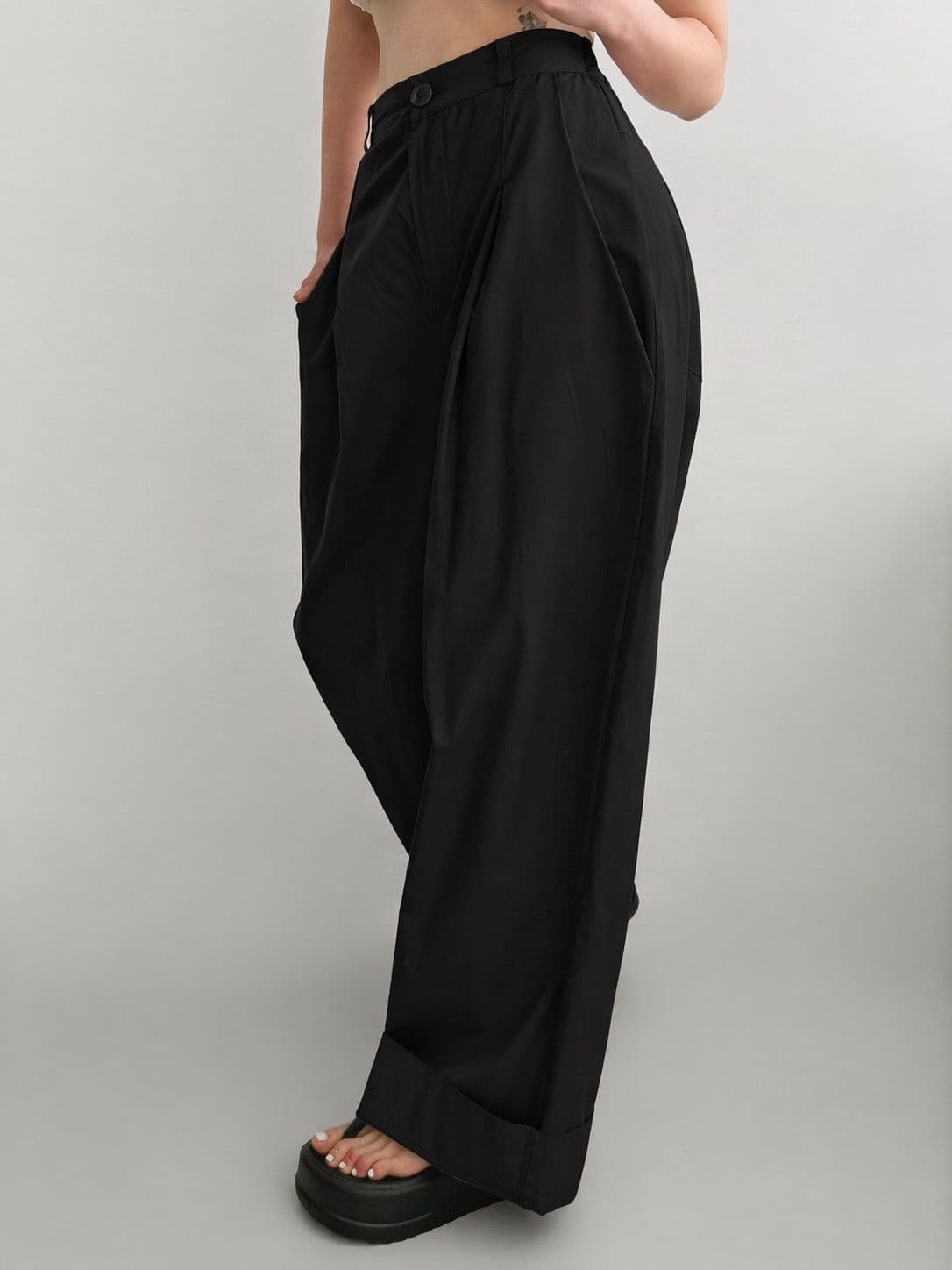 Majopt (Pintuck wide pants, rolled-up hem, elastic back, cotton pants) - 이미지 12