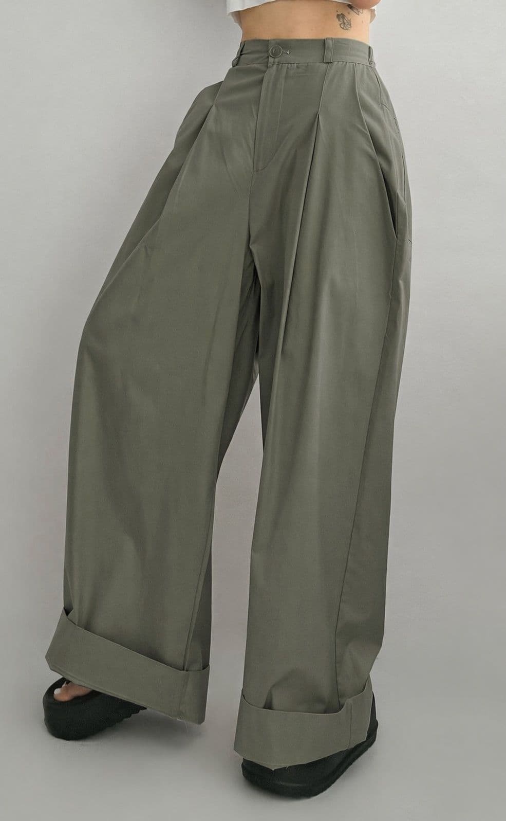 Majopt (Pintuck wide pants, rolled-up hem, elastic back, cotton pants) - 이미지 13