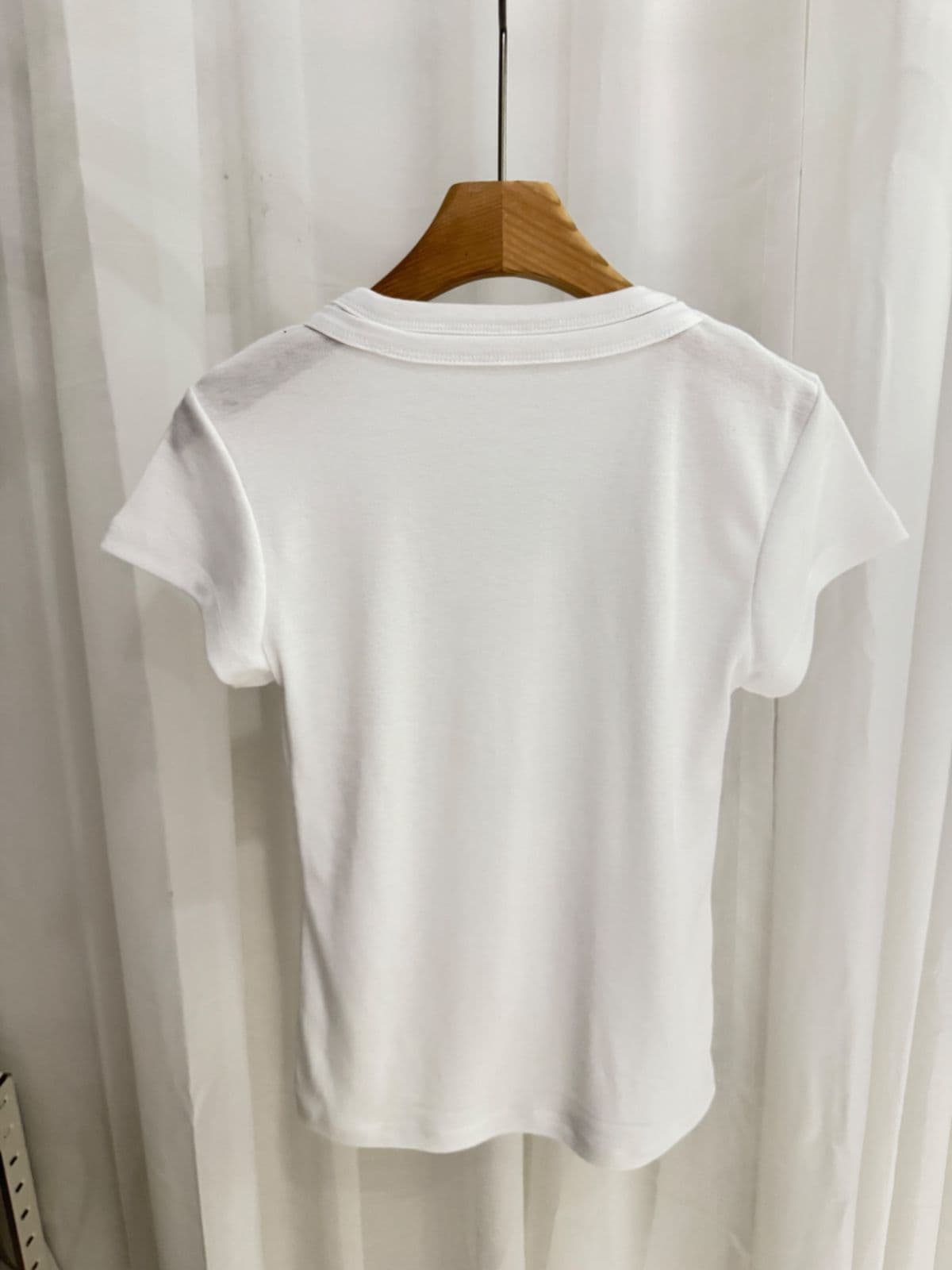 Double Neck T-shirt (Double Neck U-Neck Short Sleeve T-shirt Ripped Slim Fit Crop Top) - 이미지 12
