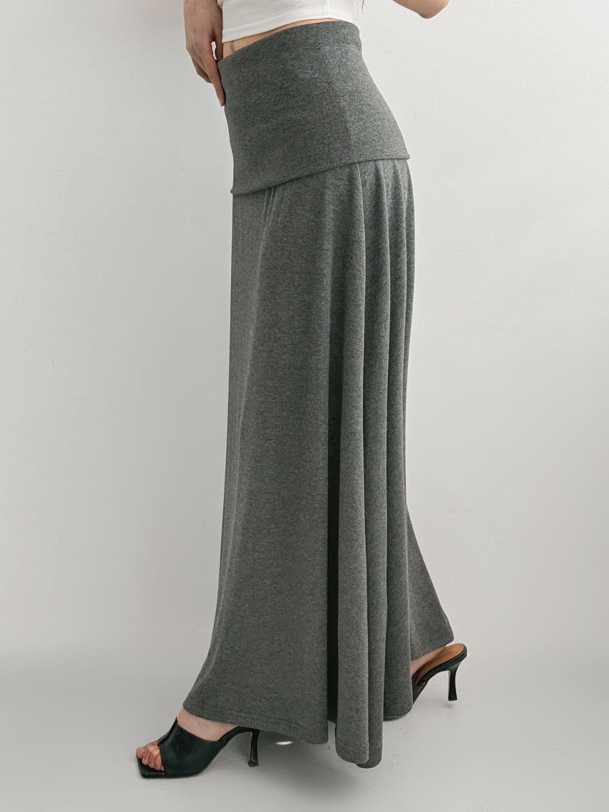 Clyoi skirt (roll-up waist, high-waist, flowy long skirt) - 이미지 3