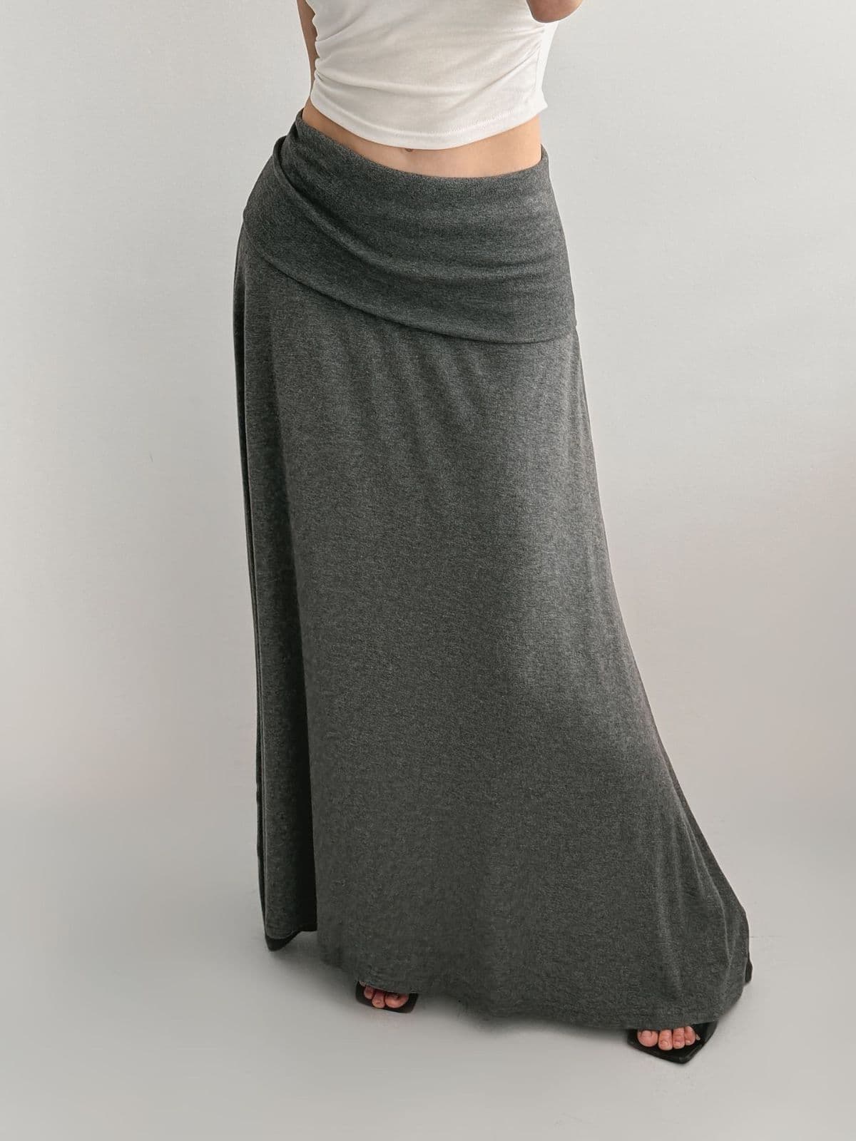 Clyoi skirt (roll-up waist, high-waist, flowy long skirt) - 이미지 4