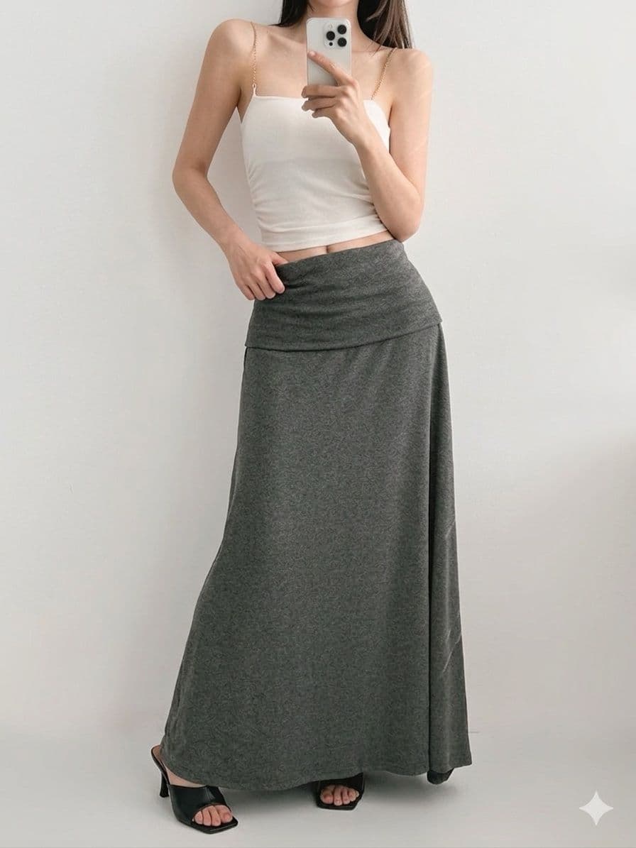 Clyoi skirt (roll-up waist, high-waist, flowy long skirt) - 이미지 17
