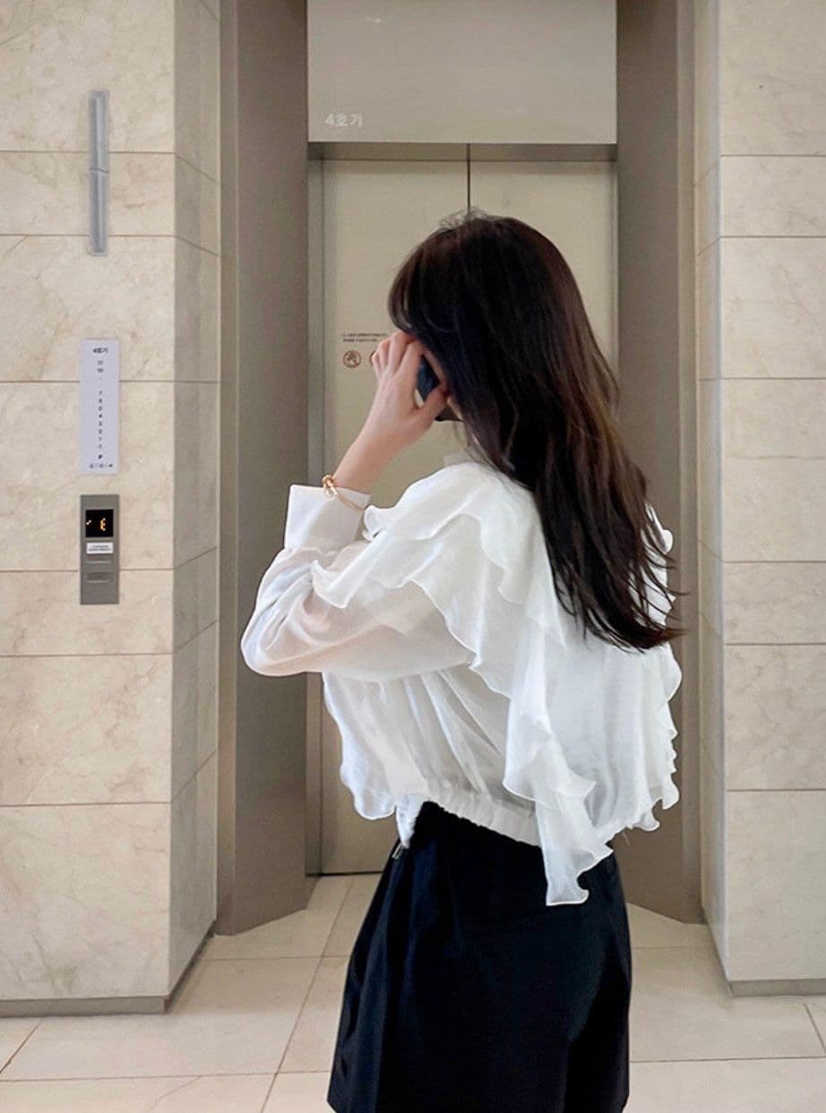 Sunshine Blouson (Sheer Frill Zip-Up Blouson See-through Crop Windbreaker Jumper) - 이미지 5