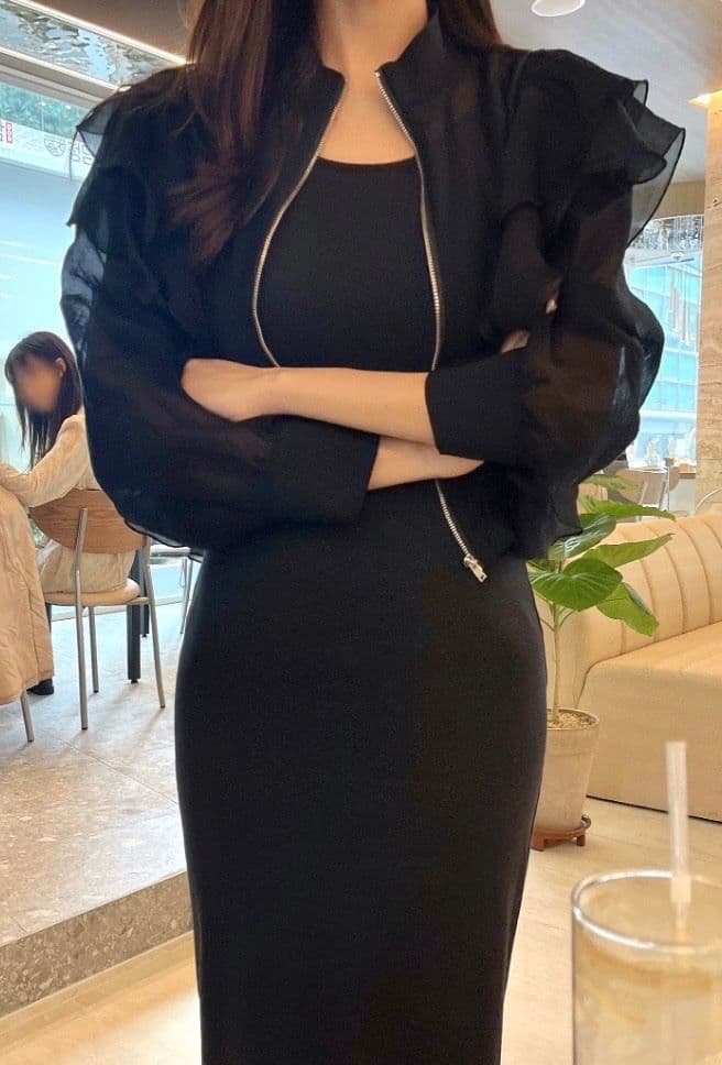 Sunshine Blouson (Sheer Frill Zip-Up Blouson See-through Crop Windbreaker Jumper) - 이미지 7