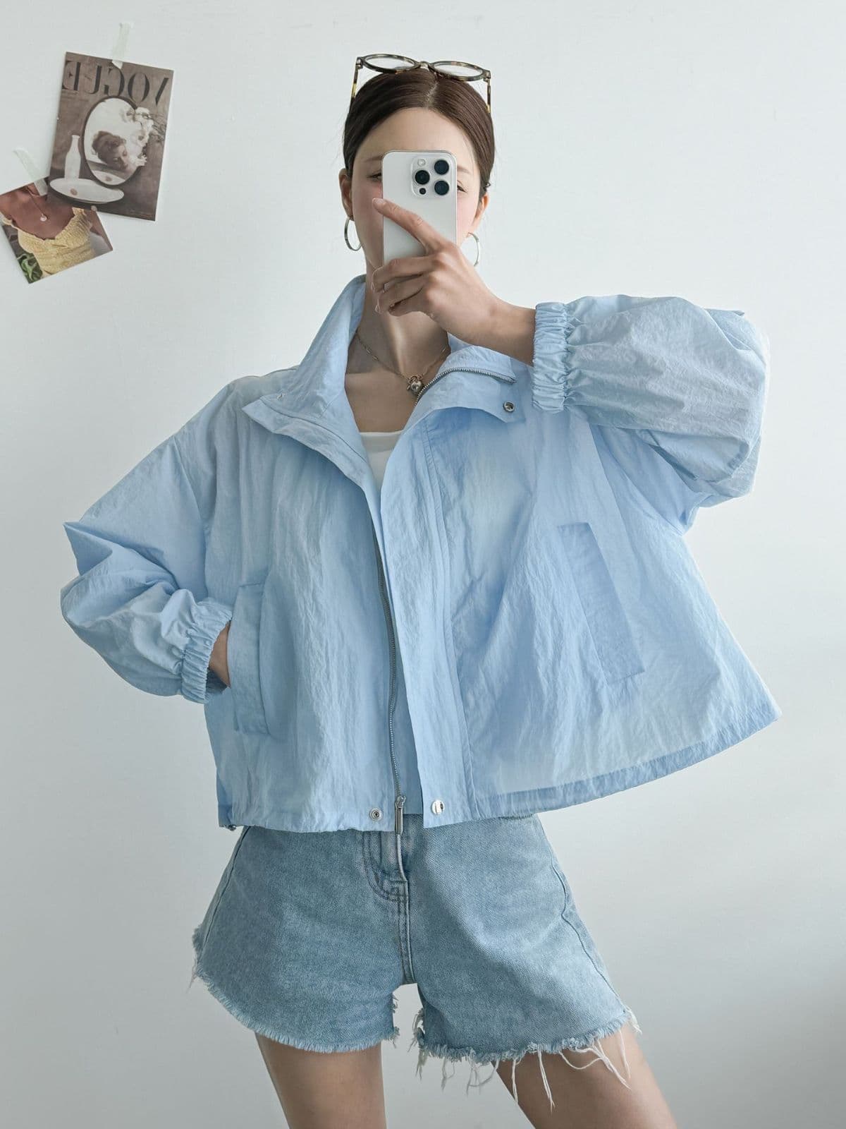 Maran JP (Nylon Crinkly High-Neck String Crop Windbreaker Jumper) - 이미지 6
