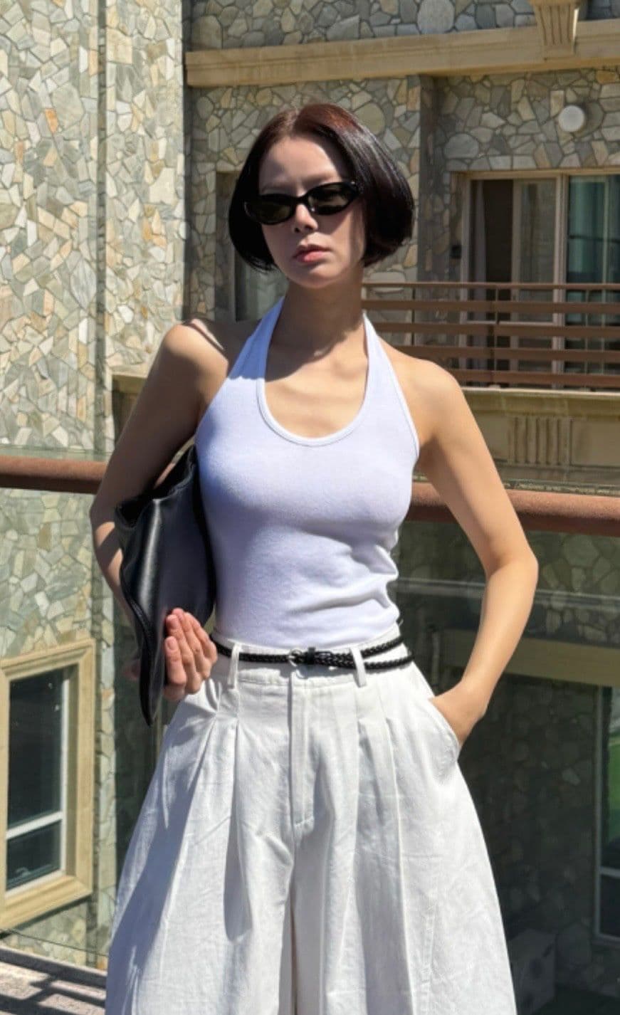 Halter Sleeveless (Layered Halter Neck Slim Fit Ribbed Sleeveless) - 이미지 2