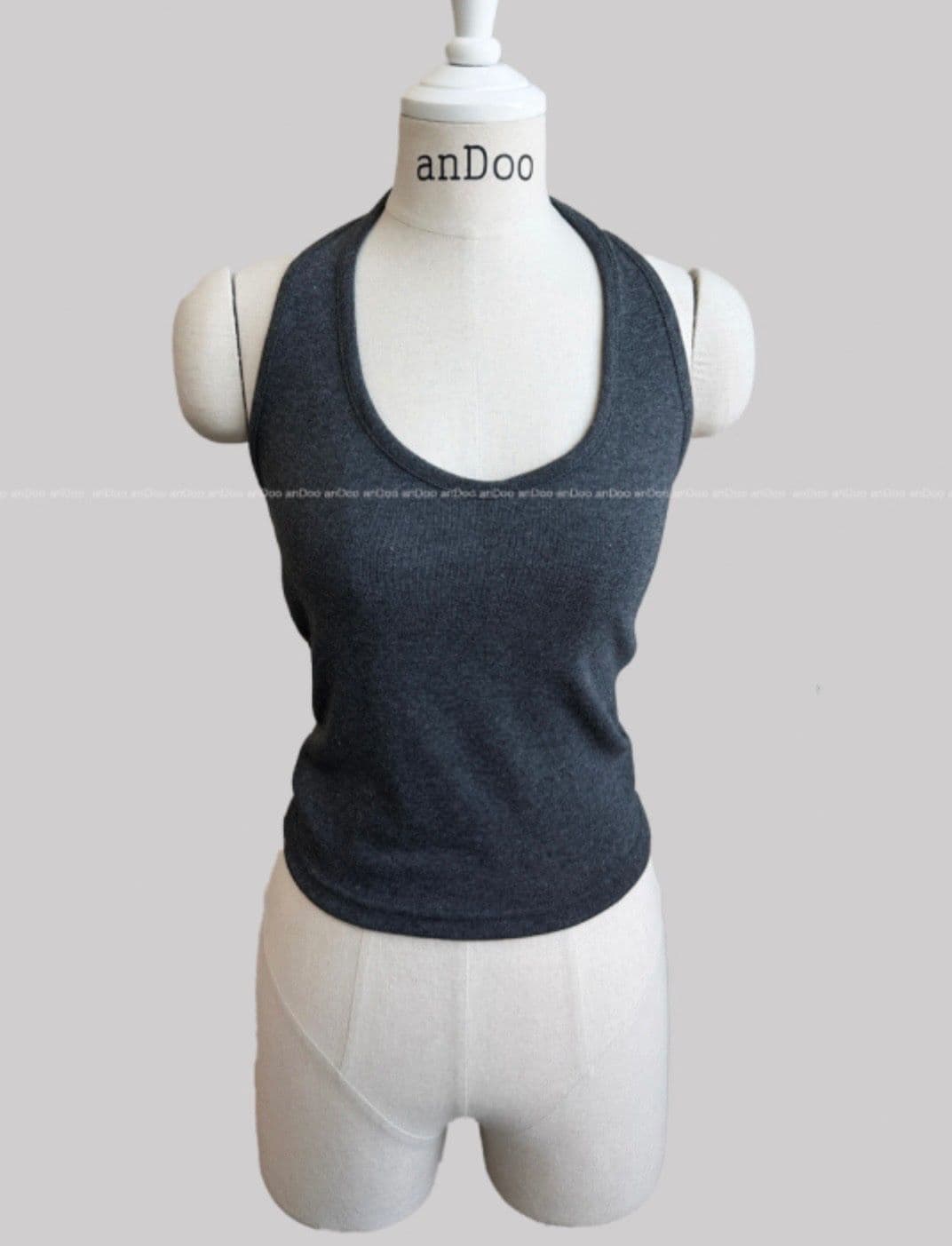 Halter Sleeveless (Layered Halter Neck Slim Fit Ribbed Sleeveless) - 이미지 8