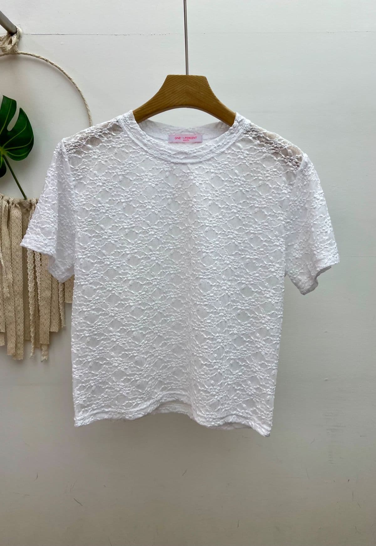 Lucia Set (Flower Lace Short Sleeve T-shirt Button Bustier Sleeveless Set) - 이미지 6