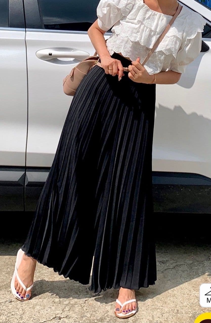 Pretzel Pants (Pleated Wide Pants with Flowy Inner Elastic Waist) - 이미지 2