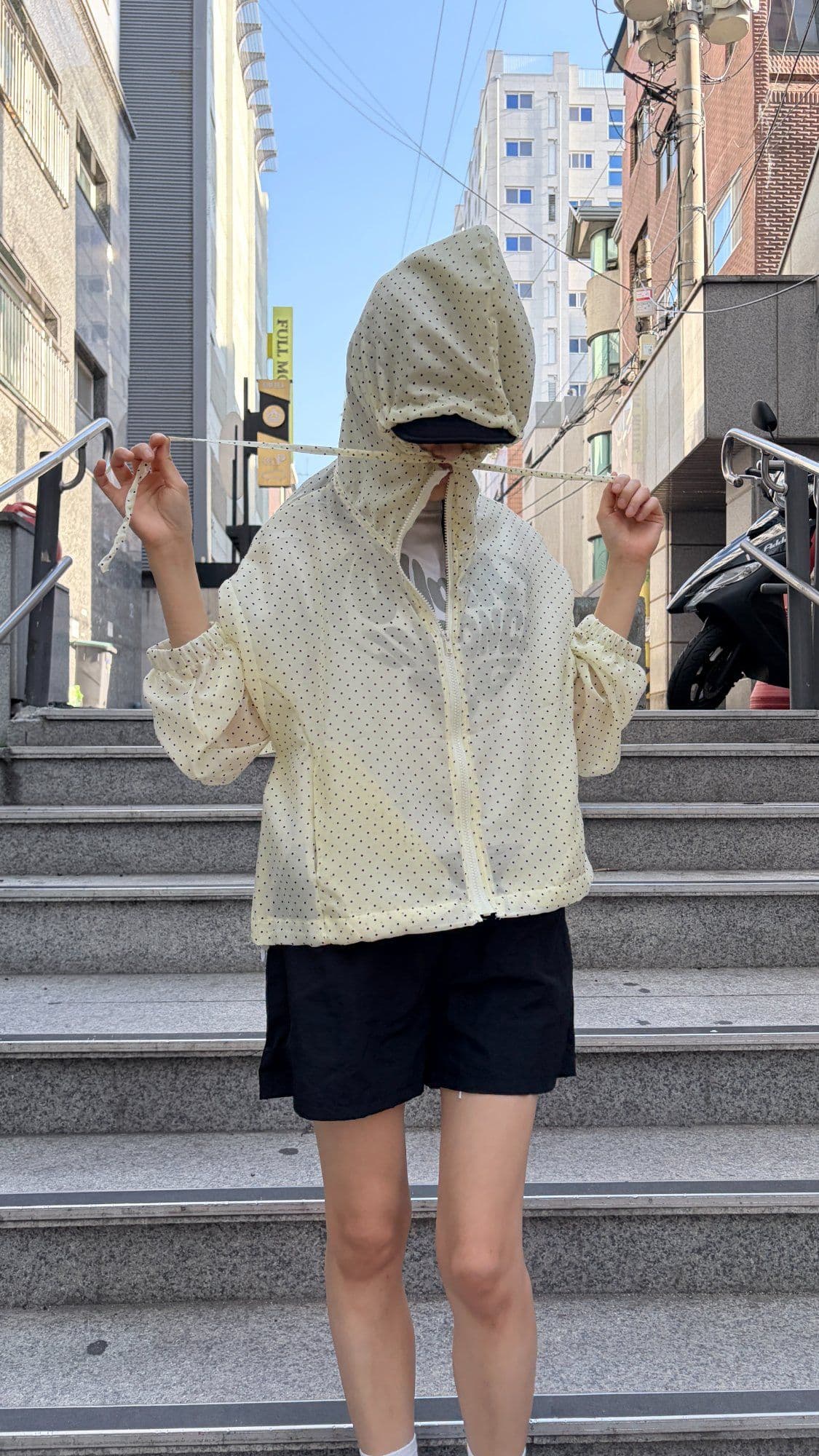 Dot Linen Zip-up Hoodie (See-through Oversized Zip-up Hoodie Windbreaker Dot) - 이미지 2