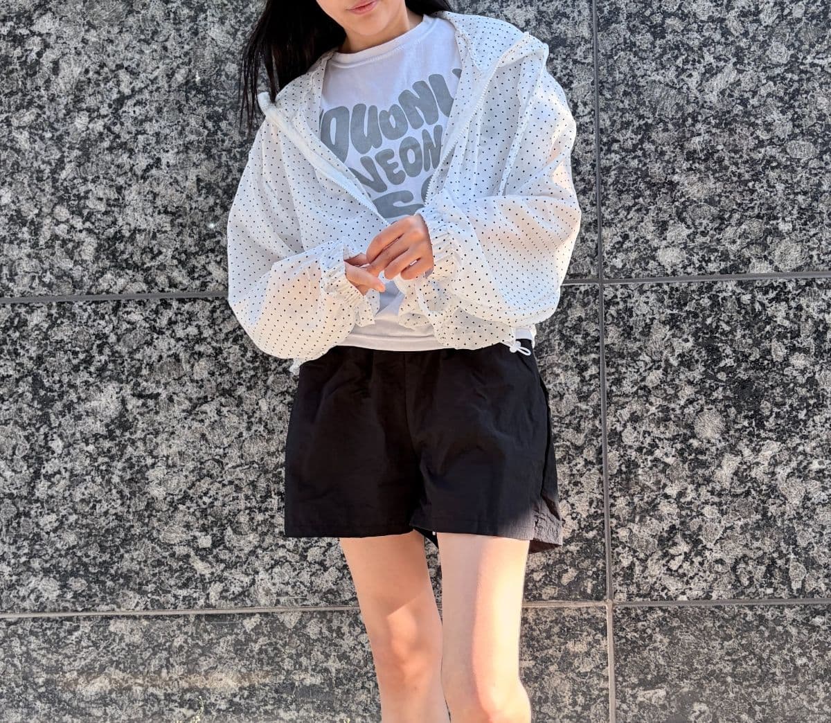Dot Linen Zip-up Hoodie (See-through Oversized Zip-up Hoodie Windbreaker Dot) - 이미지 5