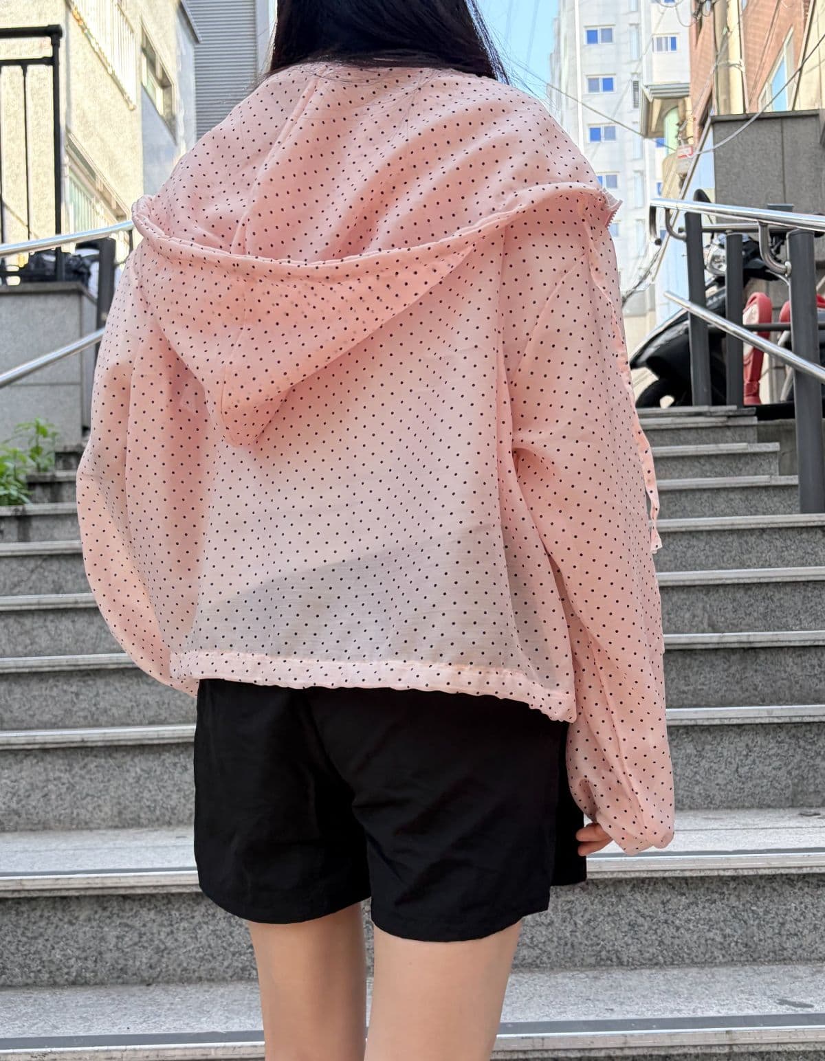 Dot Linen Zip-up Hoodie (See-through Oversized Zip-up Hoodie Windbreaker Dot) - 이미지 7