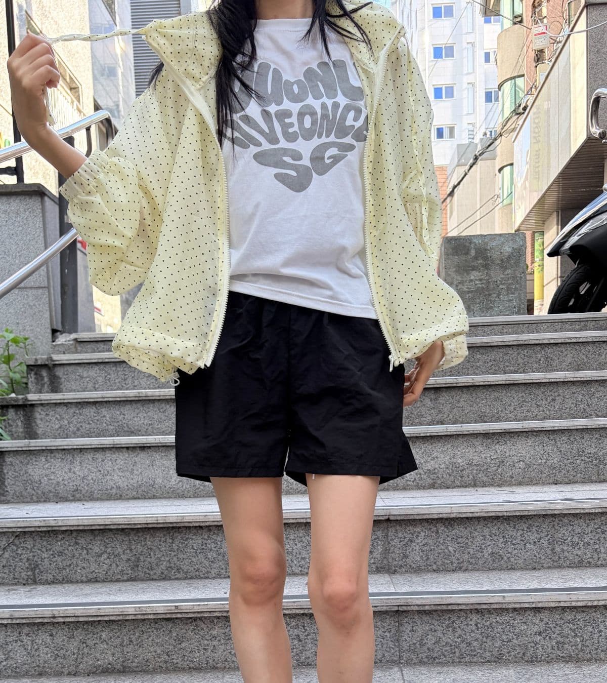 Dot Linen Zip-up Hoodie (See-through Oversized Zip-up Hoodie Windbreaker Dot) - 이미지 8