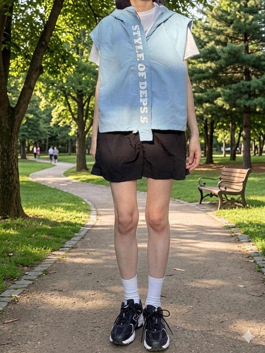 Windbreaker (Hooded Vest Crinkly Nylon Zip-up Cropped Drawstring Oversized Layered Golf Camping) - 이미지 7
