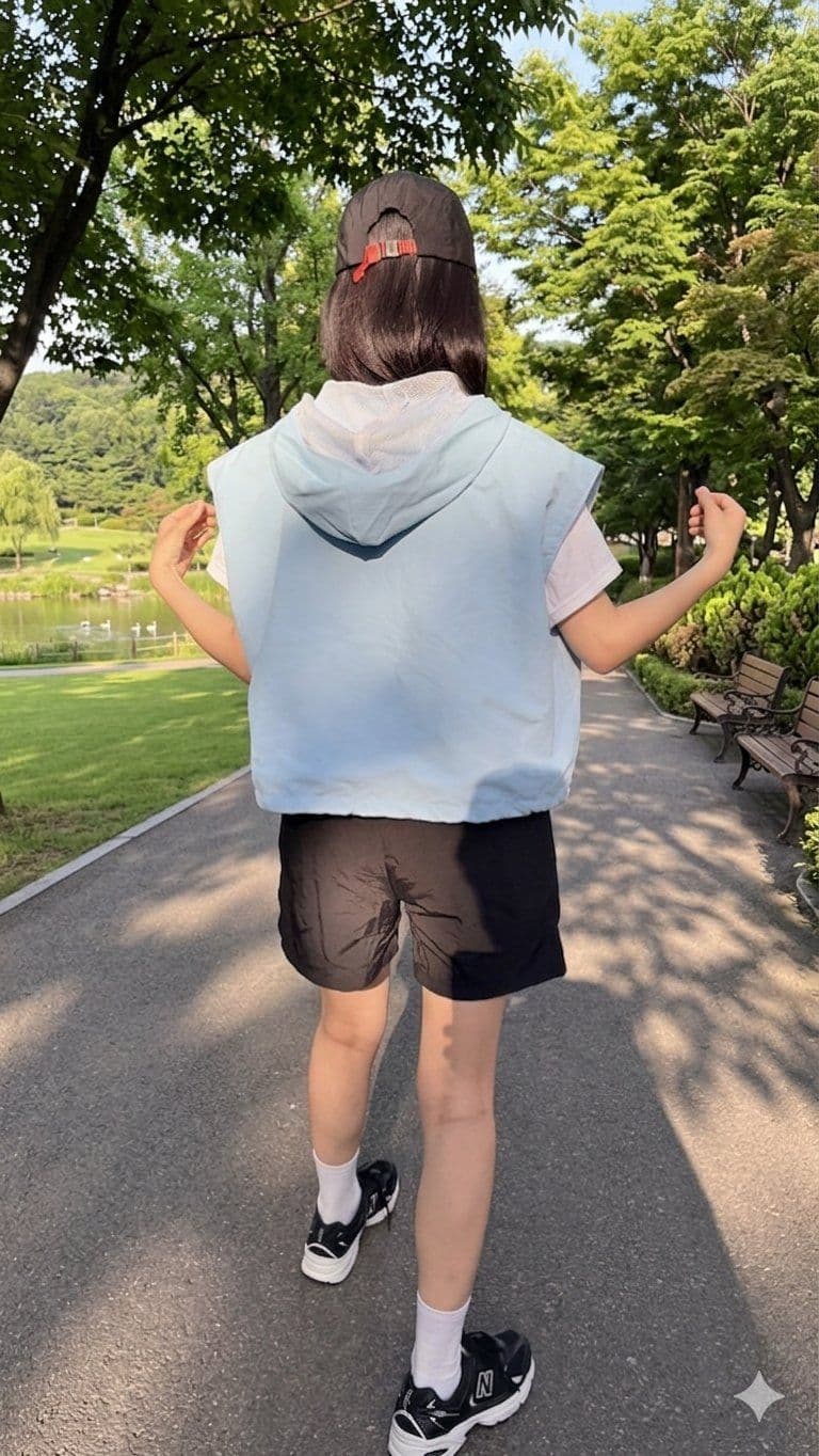 Windbreaker (Hooded Vest Crinkly Nylon Zip-up Cropped Drawstring Oversized Layered Golf Camping) - 이미지 8