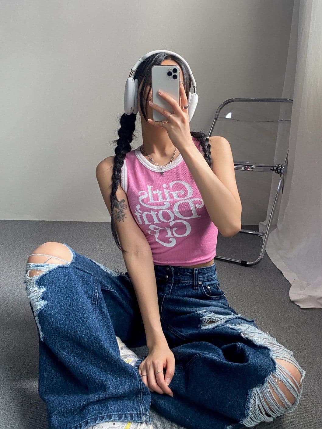 Waterbomb Color Block Crop Sleeveless Lettering Ribbed Sleeveless 301 - 이미지 3