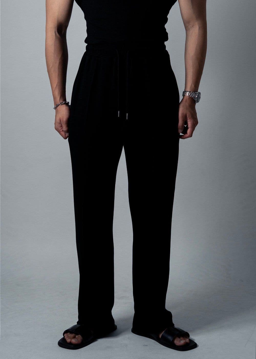 Polyrayon Spandex Banding String Wide Slacks - 이미지 4