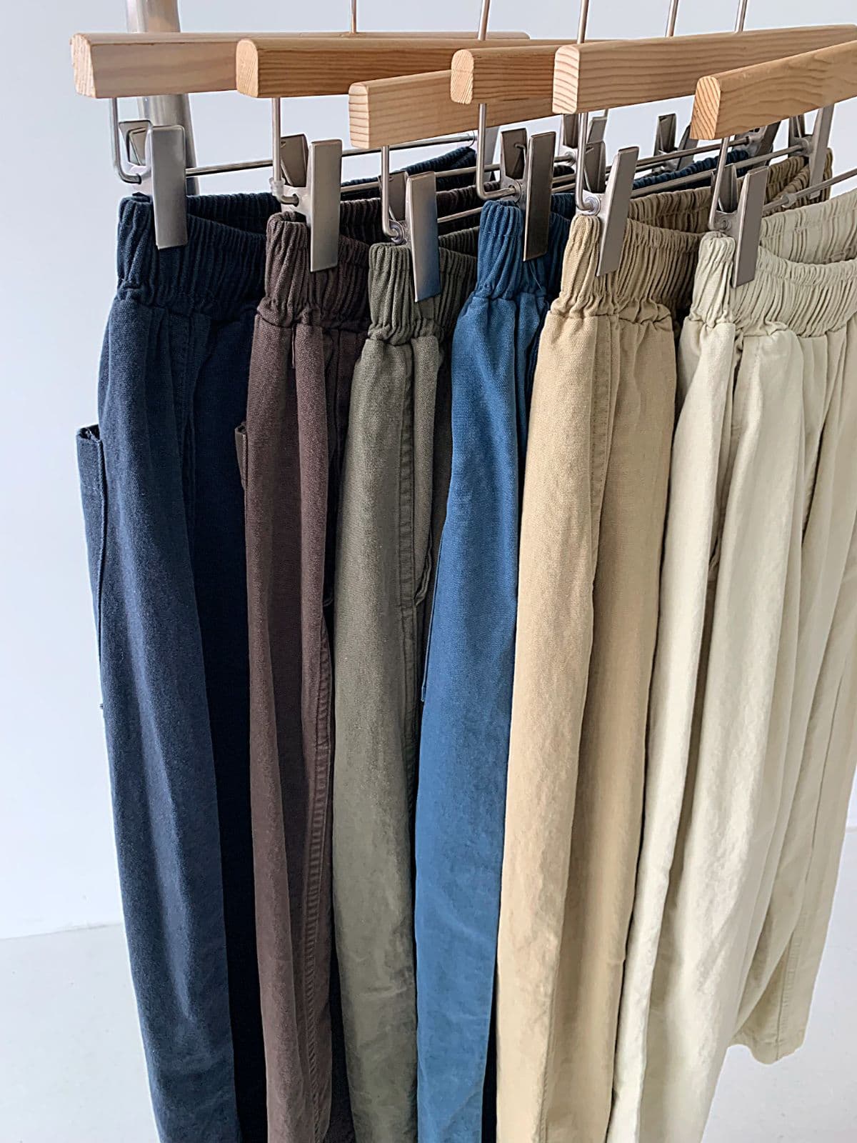 Sand-washed elastic waist pants - 이미지 2