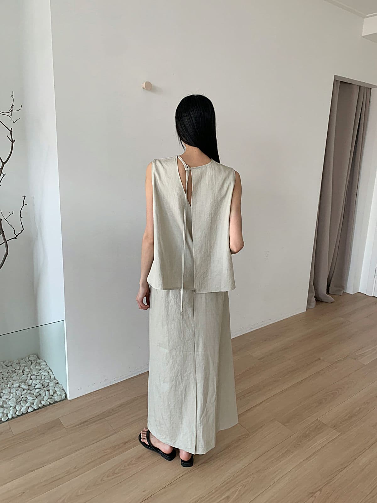 Brick sleeveless blouse - 이미지 3