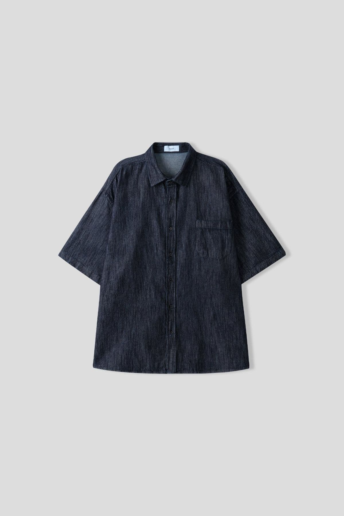 denim wide short-sleeve shirt - 이미지 4