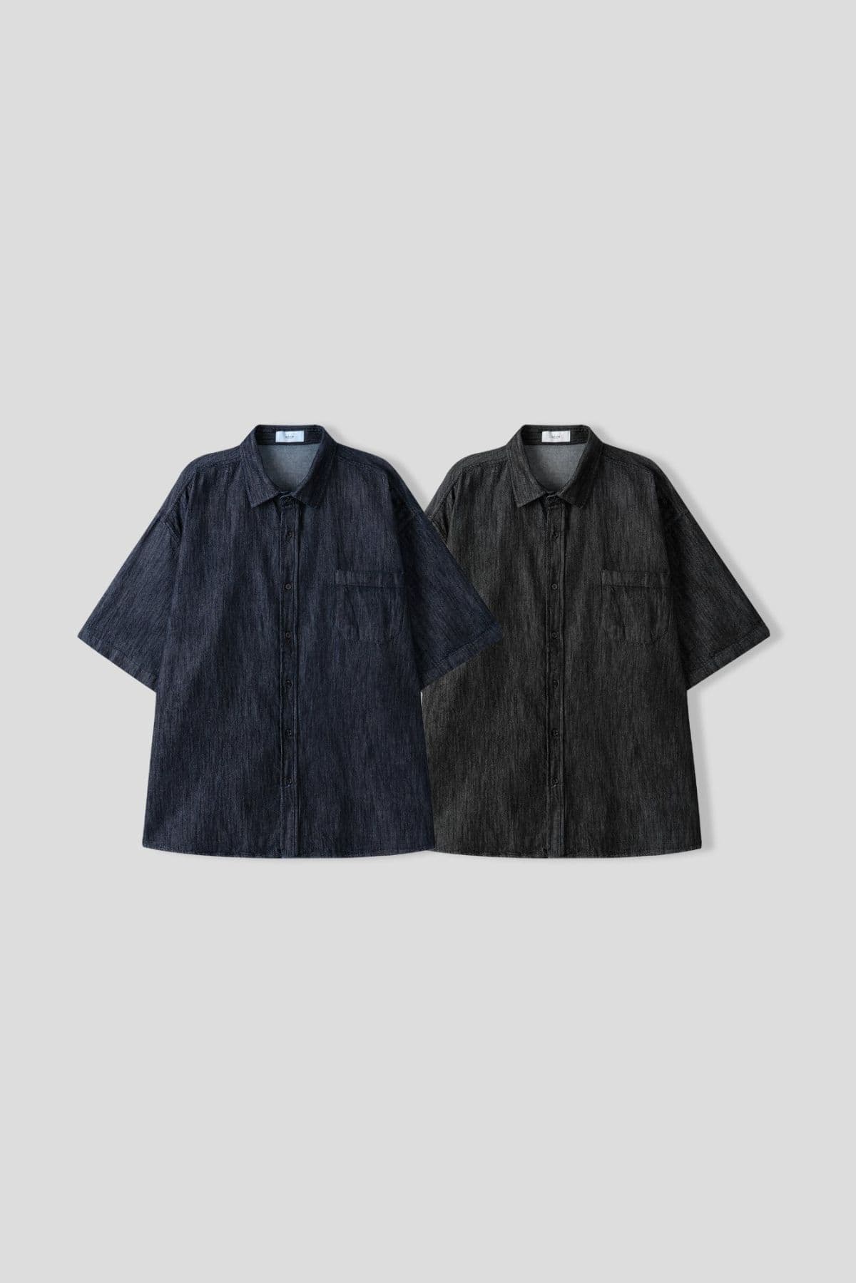 denim wide short-sleeve shirt - 이미지 6